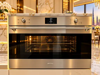 Smeg 90cm Built-In Full Gas Oven with Fan – Wide Integrated Kitchen Design