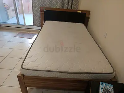 Single wooden bed frame with mattress - good condition
