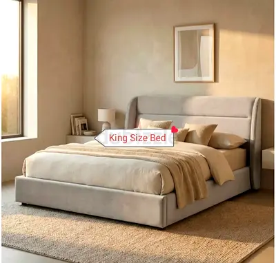 Brand New Luxury Fabric Bed King Size With Spring Mattress - Factory Price