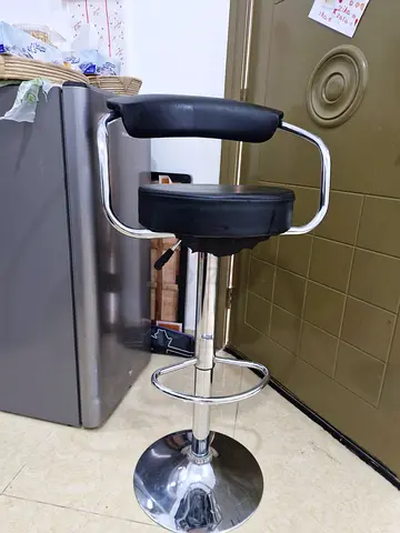 Modern Black Swivel Bar Stool with Chrome Base