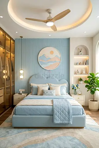 Luxury modern cloud shape Sky blue colour 160*200 queen size bed