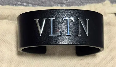 Genuine Black VLTN Leather Cuff Bracelet