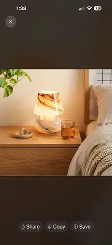 Beautiful Glass Mushroom Table Lamp. Home Center. With bulb