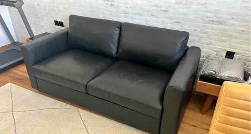 Modern Black 2 Seater Leather Sofabed with mattress vimle