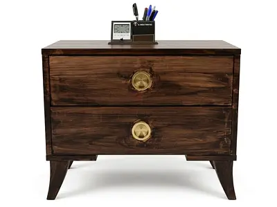 Solid Wood 2-Drawer Nightstand / Bedside Table - Dark Walnut