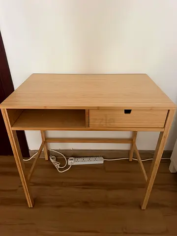 Modern Bamboo Study Desk / Console Table with Drawer & Shelf