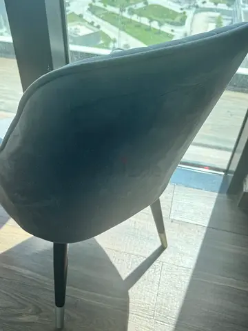 Modern upholstered dining chairs with metal legs - good condition