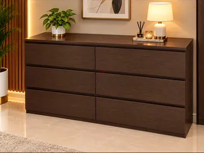 Dark Wood 6-Drawer Dresser / Chest - Modern Minimalist