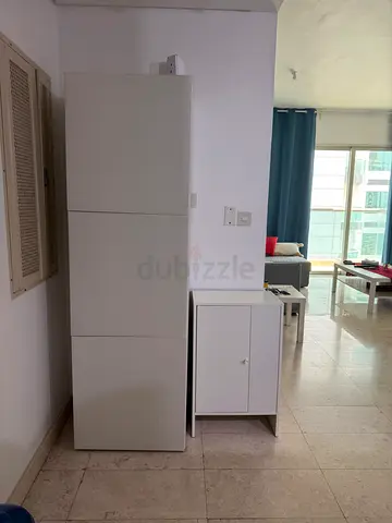 IKEA white storage cabinet with small matching cabinet - good condition