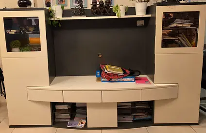 White entertainment center / TV cabinet with storage units