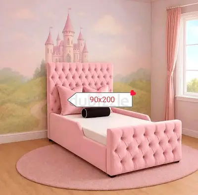 Brand New Single Size Luxury Fabric Bed With Mattress Modern Design