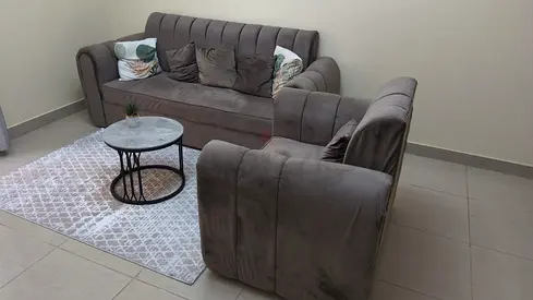 Grey velvet 3-seater sofa - good condition