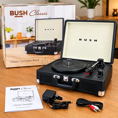 Bush Classic Portable Record Player / Turntable - Black, Like New