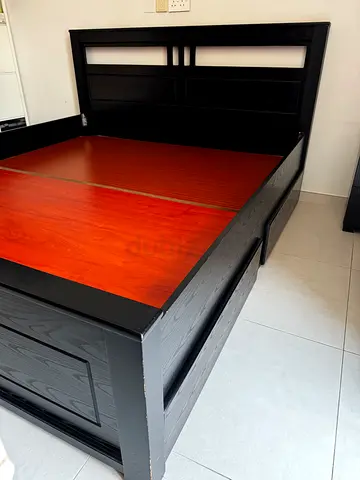 King size bed with side storage made of MDF