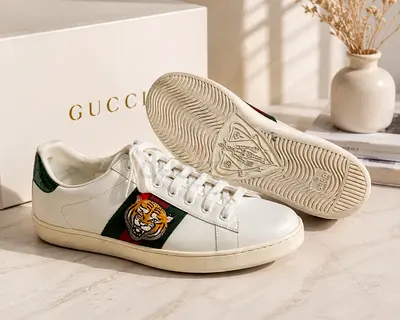Original Gucci Men's Ace Tiger Sneakers limited edition - Size 9 - Preloved 900 aed only