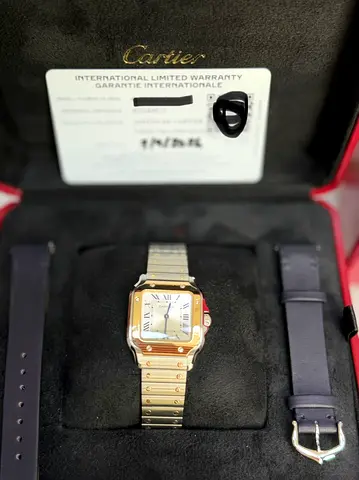 Cartier Santos two-tone gold stainless steel watch with extra straps