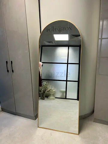 Full-Length Arched Floor Mirror with Gold Frame - Excellent Condition