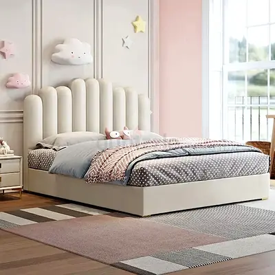 Brand New Queen Size Luxury Velvet Bed with Spring Mattress
