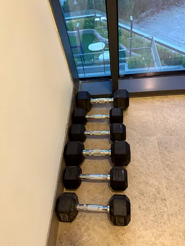 Set of Hex Rubber Dumbbells (Various Weights) - Good Condition