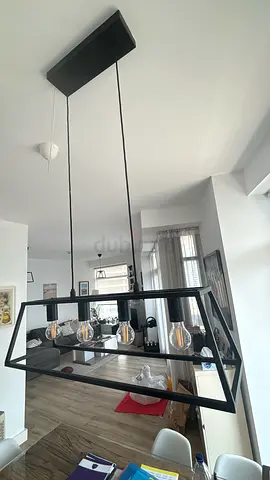 Modern Rectangular 4-Bulb Pendant Light - Black Metal (IKEA FELSISK)