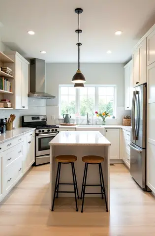 Modern white kitchen island