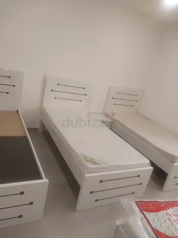 White single beds set with headboards - good condition