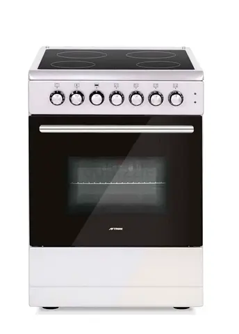 White freestanding electric range with ceramic hob and oven - good condition