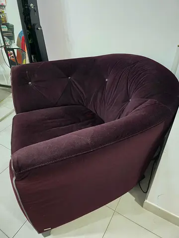 Plum Velvet Armchair — Good Condition, Comfortable Accent Chair