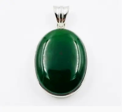 Natural Green Jade (Yashm) Handmade Silver Pendant