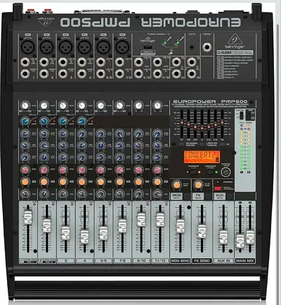 Behringer PMP500 500-Watt 12-Channel Powered Mixer with Klark Teknik Multi-FX Processor, Compressors