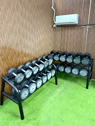 Technogym dumbbells with rack