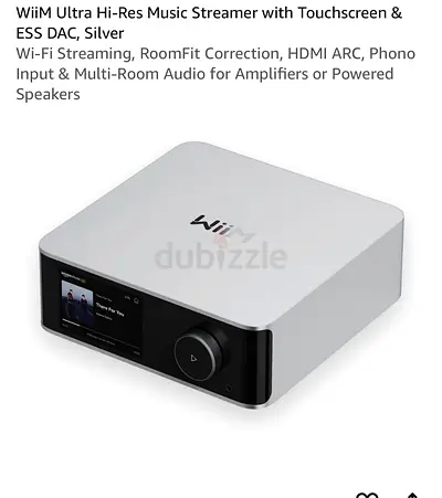 WiiM Ultra Hi-Res Music Streamer with Touchscreen & ESS DAC, Silver Wi-Fi Streaming, RoomFit Correct