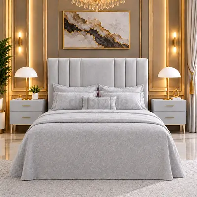 Brand new King Size bed Upholstered Bed with storage bed- Light Grey king bed luxury