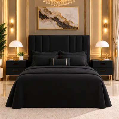 Modern Black Upholstered queen Bed with Headboard storage bed- queen size bed luxury