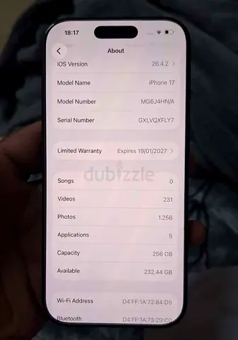 I phone 17 256 black physical sim + esim