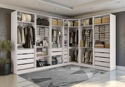 Modern wardrobe L shape with light