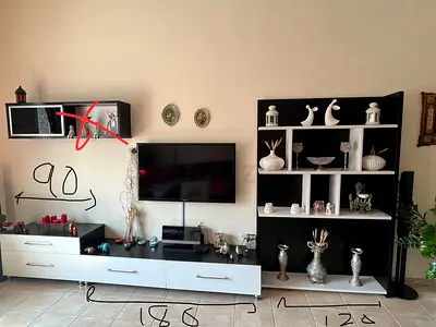 Black and white modular entertainment center with shelves and drawers tv unit