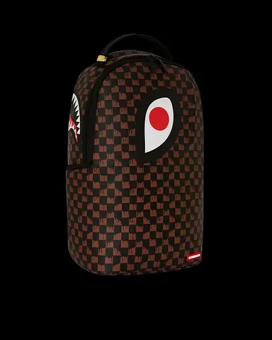Spray ground , limited edition Brown checkered shark-print backpack, gently used