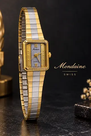 Mondaine Swiss Quartz Two Tone Square Face Women's Watch