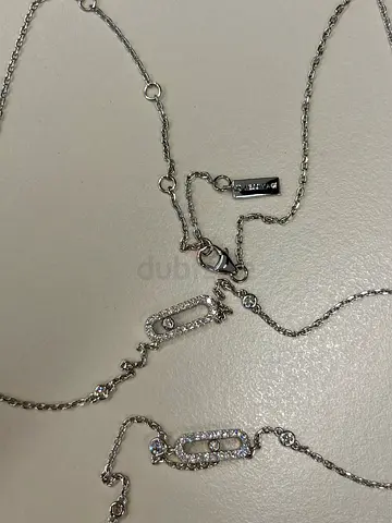 Messika Move Uno 2 Rows Pave Diamond 18k White Gold Necklace
