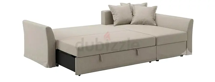 Holmsund Convertible Corner L Shape Sofa Bed in Light Beige