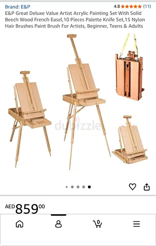 Portable wooden artist easel box with storage - foldable tabletop and standing easel