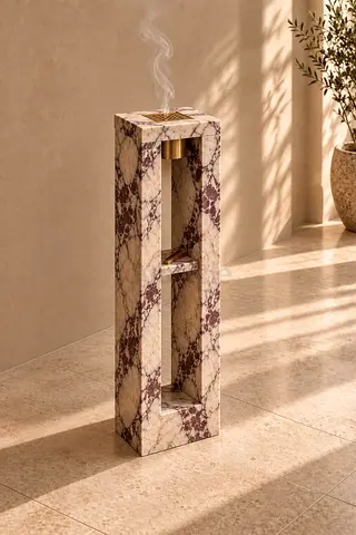 Tall Marble Incense/Fragrance Burner Column