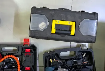 Assorted Toolboxes and Power Tool Set