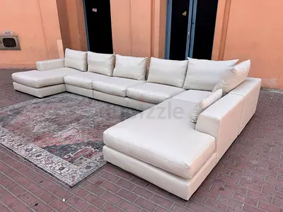 Premium Quality Marina Home feather 🪶 filled U Shape Sofa Beige