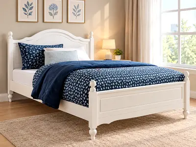 Classic White Wooden Bed Frame