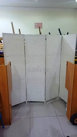 4-panel folding room divider/screen in white woven finis