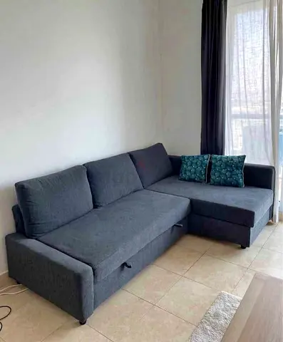 Comfortable Dark Grey L-Shape Sofa with Cushions