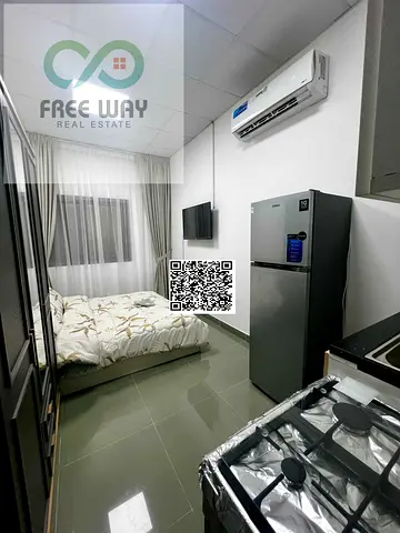 🏢 VIP Furnished Studio for Monthly Rent | Al Nuaimiya 1, Kuwait Street, Al Raja Building. Enjoy a premium living experience in a spacious studio feat