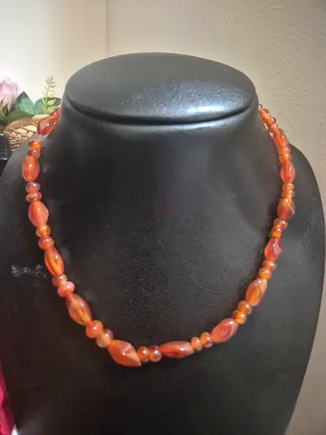 Handmade orange beaded choker necklace - lightweight vintage style